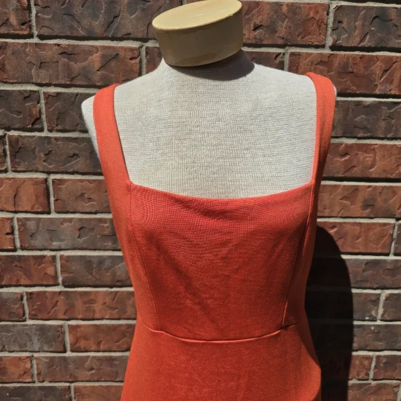 Anthropologie The Ariana Square-Neck Asymmetrical Ruffle-Hem Dress Magic Fabric - Picture 6 of 13